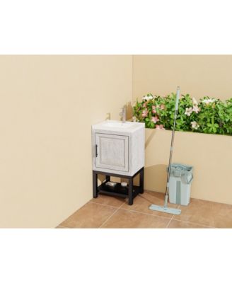 Small Bathroom Vanity with Sink Hot and Cold Faucet Freestanding Bathroom Cabinet