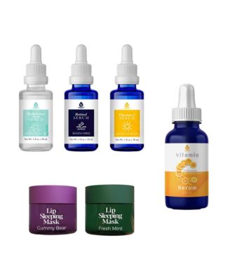 Complete Radiance Bundle: Vitamin C Serum (3 oz), Anti-Aging Serum Set & Lip Sleeping Masks – Gummy Bear & Fresh Mint