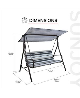 2-Seat Patio Metal Proch Swing With Adjustable Canopy