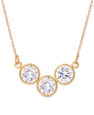 image of Cubic Zirconia Trio Collar Necklace in 14k Gold