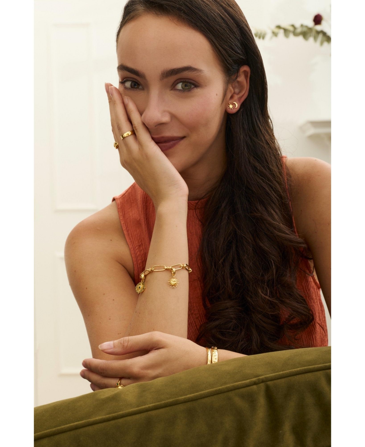 Ottoman Hands Lapis Star Stud Earrings