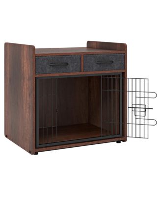 Industrial Dog Crate Indoor Doge Kennel w/Wide Countertop 2 Fabric Drawers