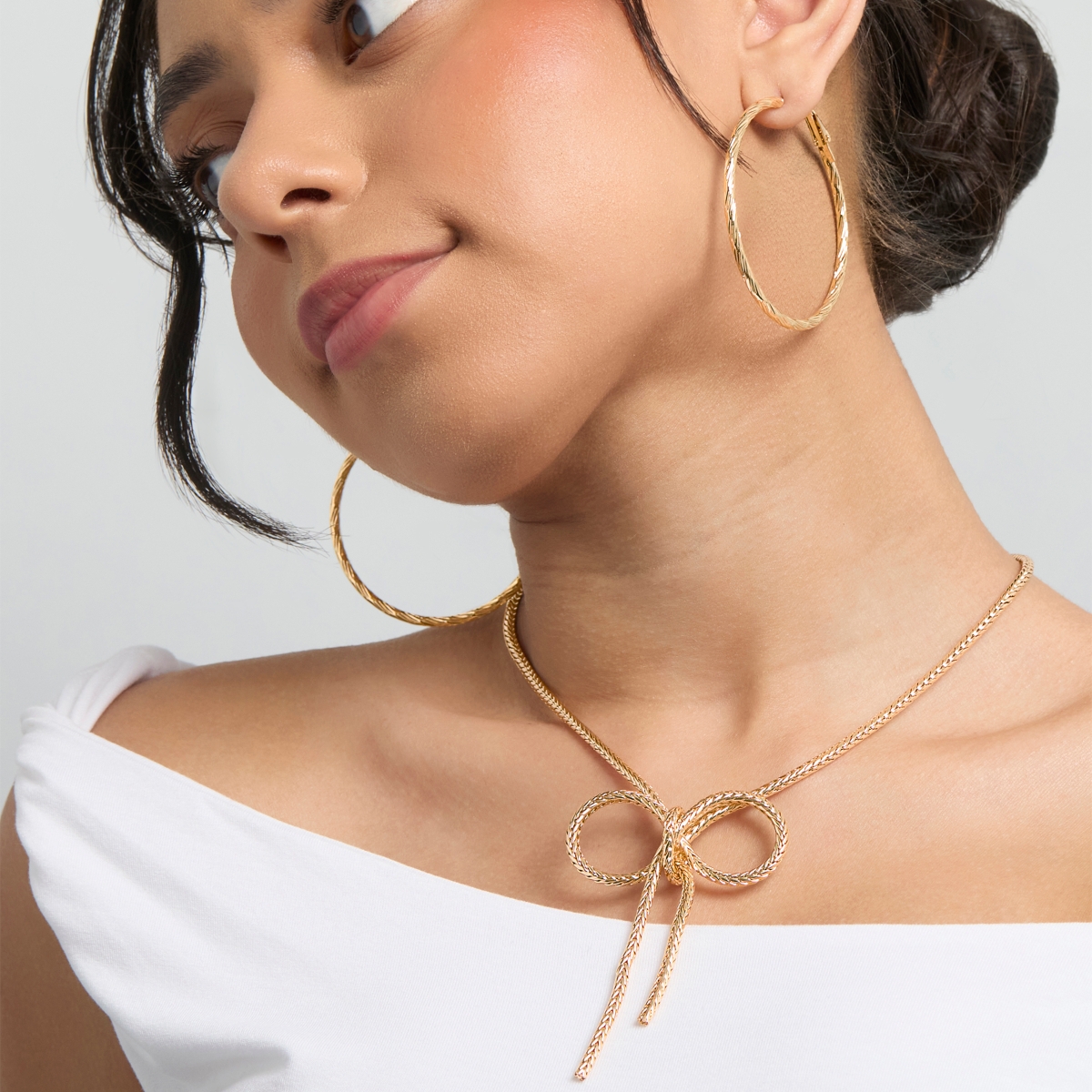 Jessica Simpson 3-Piece Hoop and Chain Hoop Earring Set in Gold-Tone