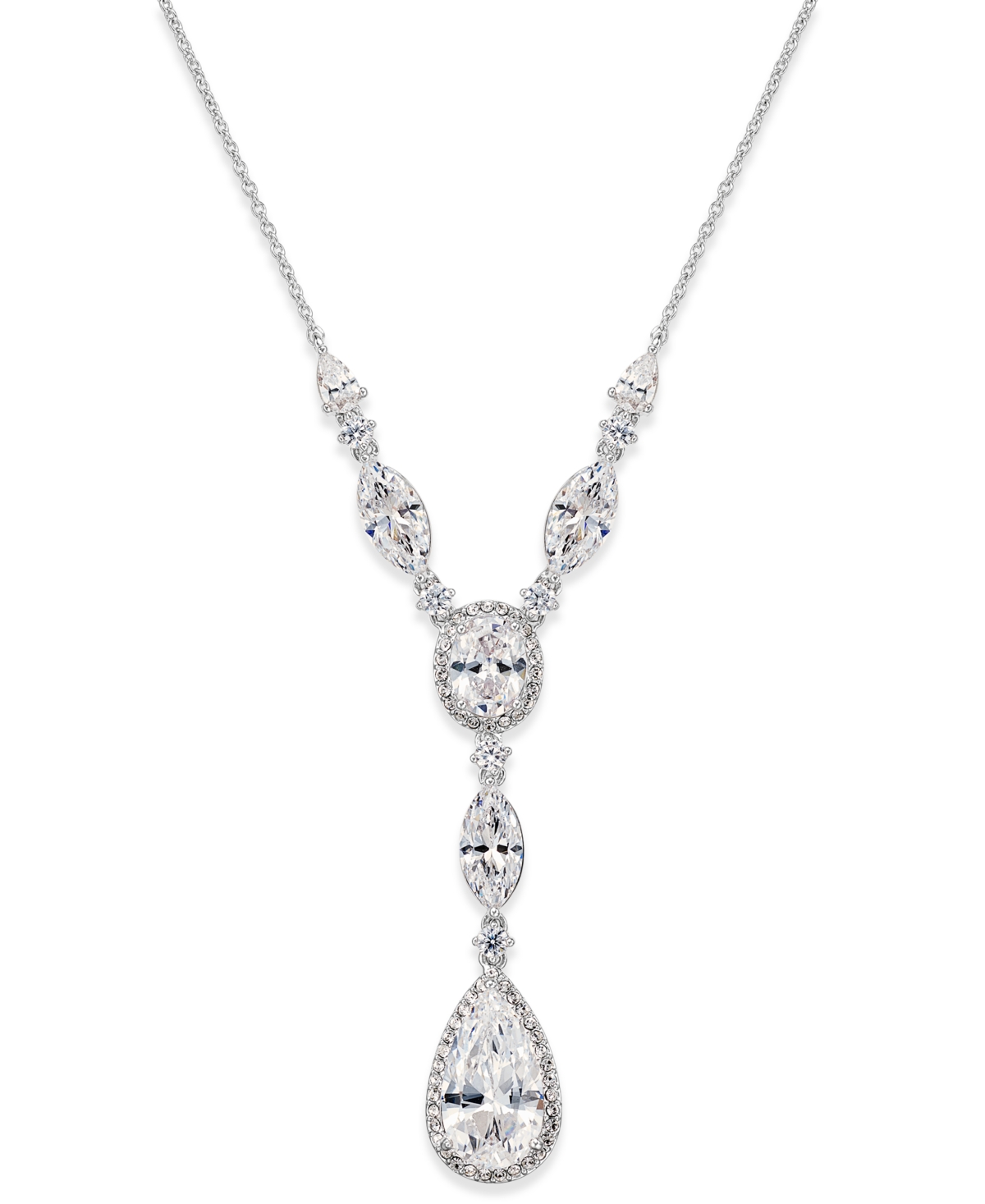 Crystal Y-Neck Necklace, Created for Macy's - Silver