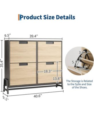 Shoe Cabinet Storage with 4 Flip Drawers, Freestanding Shoe Storage Organizer Cabinet for Entryway, Narrow Shoe Rack