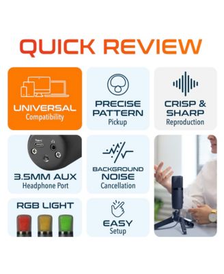 U3000 USB Microphone, Condenser Mic with RGB Lights (DRU3000)