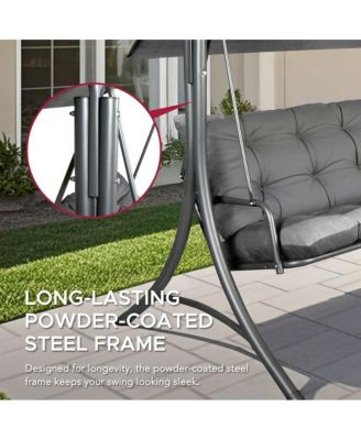 3-Person Deluxe Outdoor Patio Garden Steel Frame Swing