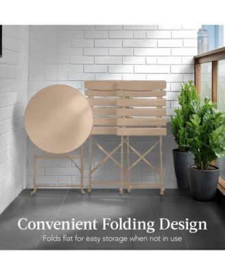 3-Piece Folding Patio Bistro Set with 2 Chairs and Table