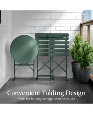 3-Piece Small Bistro Set, Folding Patio Furniture Set of 2 Chairs and Table