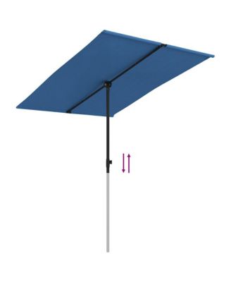 Garden Parasol Azure Blue Aluminium, Polyester 6.6 x 4.9 feet