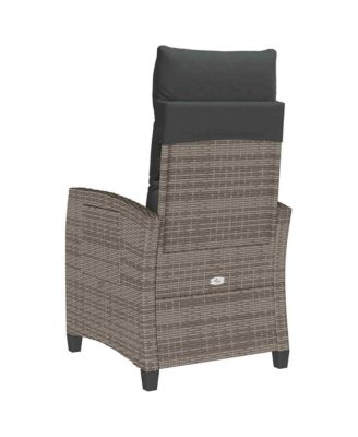 Reclining Garden Chair Grey PE rattan Medium Height-Adjustable