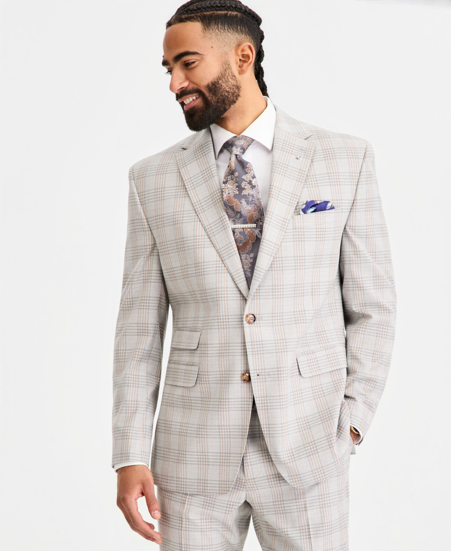 Men's Classic-Fit Plaid Suit Separate Jacket