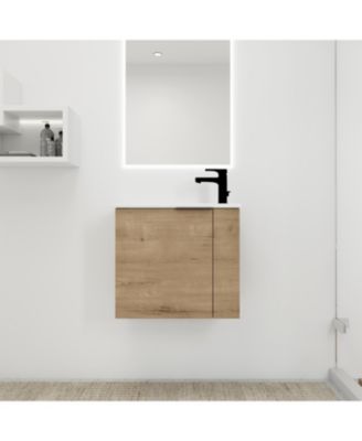 22" Soft-Close Door Floating Bathroom Vanity with Ceramic Sink