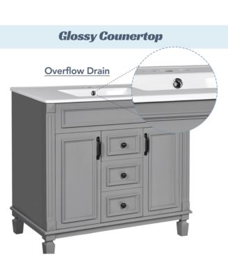 36inch Bathroom Vanity with Top Sink Modern Bathroom Storage Cabinet with 2 Soft Closing Doors and 2 Drawers Single Sink Bathroom Vanity