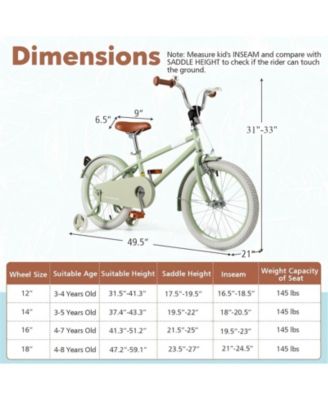 Kids Bike with Adjustable Handlebar and Saddle Green-18 Inches