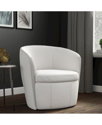 Snow 100% Italian Leather Swivel Club Chair