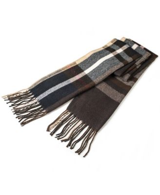 Men's Scarf Soft Knit Winter Scarves Plaid Striped or Solid Neck Covering Long Warm Stylish