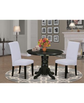 3 Pc. Black Linen Upholstered Rubber Wood Rolled Back Dining Room Set