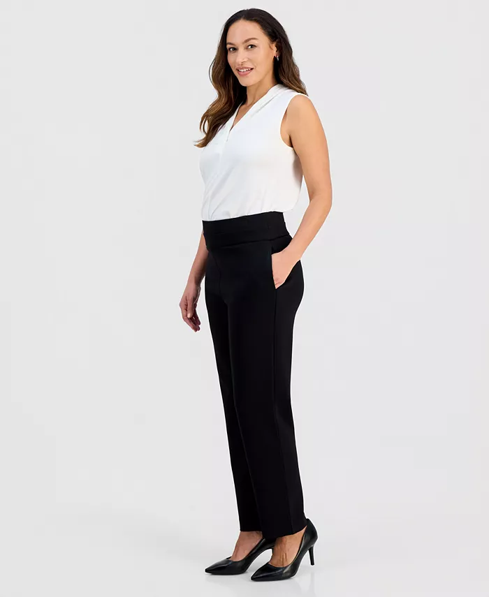 Petite High-Rise Pull-On Straight-Leg Pants - thumbnail 2
