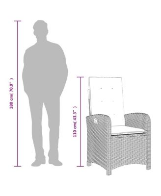 Reclining Garden Chair Brown PE rattan Medium