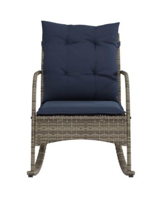 Patio Rocking Chair Grey Poly Rattan and Powder-Coated Steel Medium