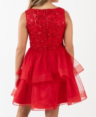 Girls' 7-16 Mesh Tiered Skirt Dress
