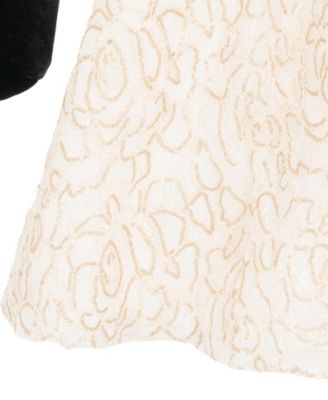 Girls' 7-16 Puff Sleeve Lace Dress with Bow