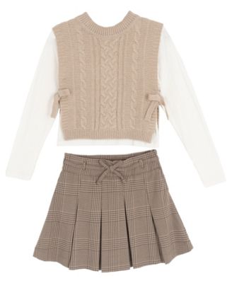 Girls' 7-12 Top, Vest and Skort, 3-Piece Set