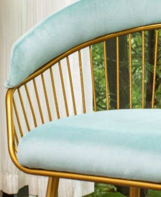 6 Pc. Gray Velvet Upholstered Metal Frame Armrest Mid-Century Side Dining Chair Set