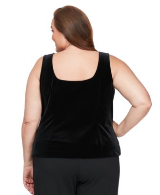 Plus Size Velvet Blazer & Sleeveless Top