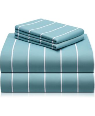 4-PC Striped Silky Soft Cooling Deep Pocket Sheet Set, Full