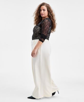 Trendy Plus Size Casual Pleated Wide-Leg Pants, Macy's Exclusive