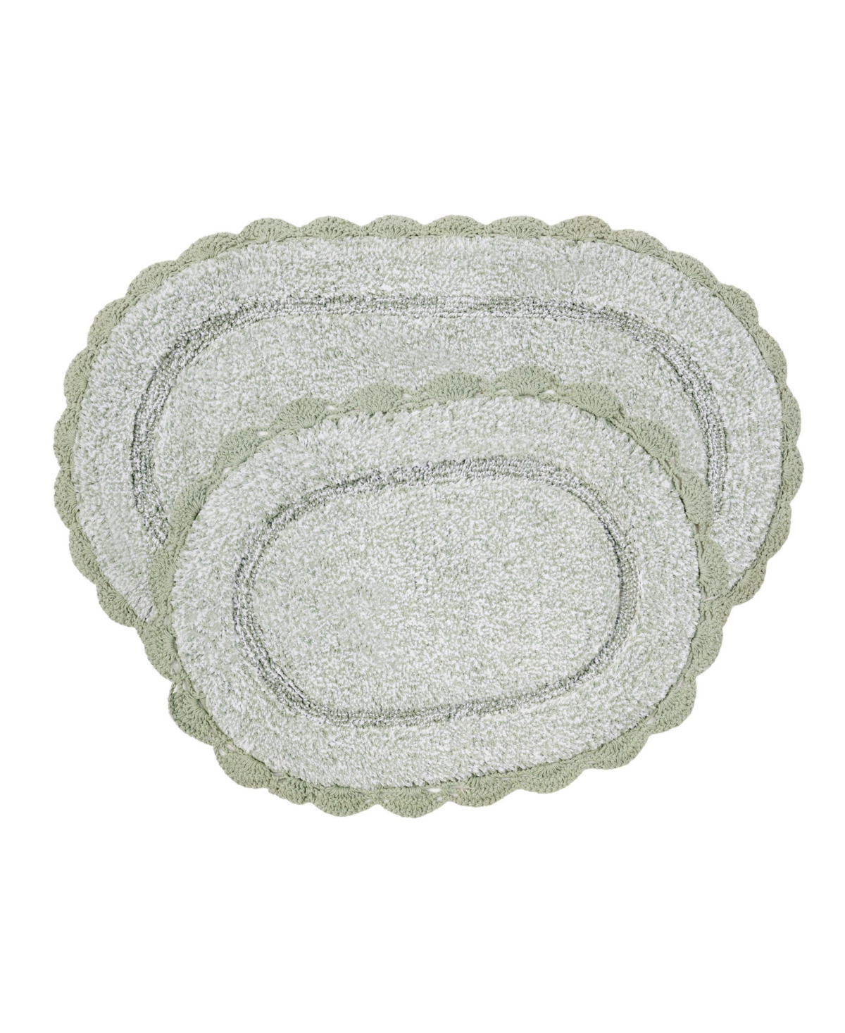 Laura Ashley Crochet Cotton Bath Rug Set In Green