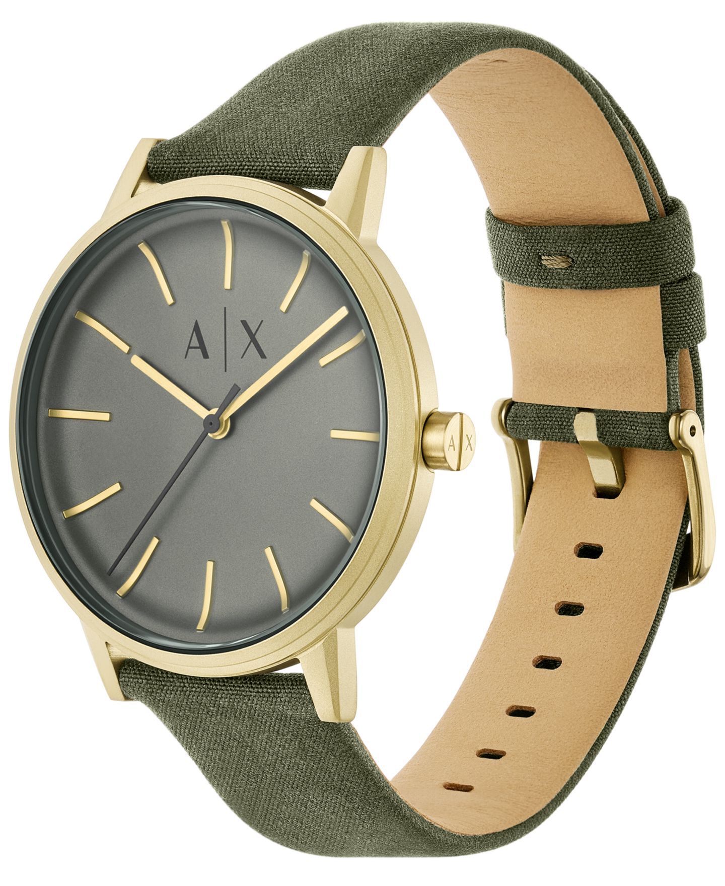 Мужские часы A|X Armani Exchange Three-Hand Green Leather, 42mm — фото 4
