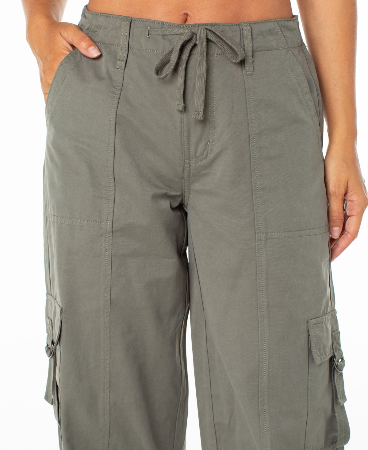 Celebrity Pink Juniors' Drawstring Cargo Utility Pants In Gray