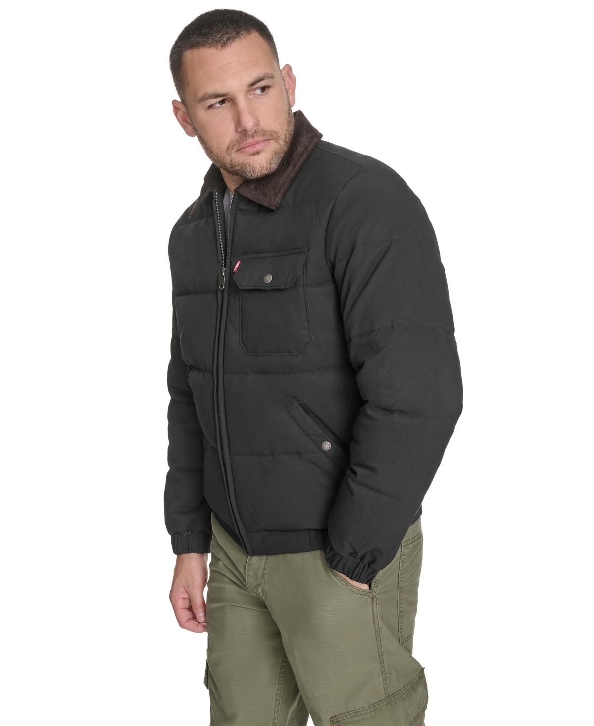 Levi's Men's Quilted Corduroy Collar Depot Jacket In Black