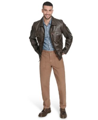 Men's Faux Leather Trucker Jacket