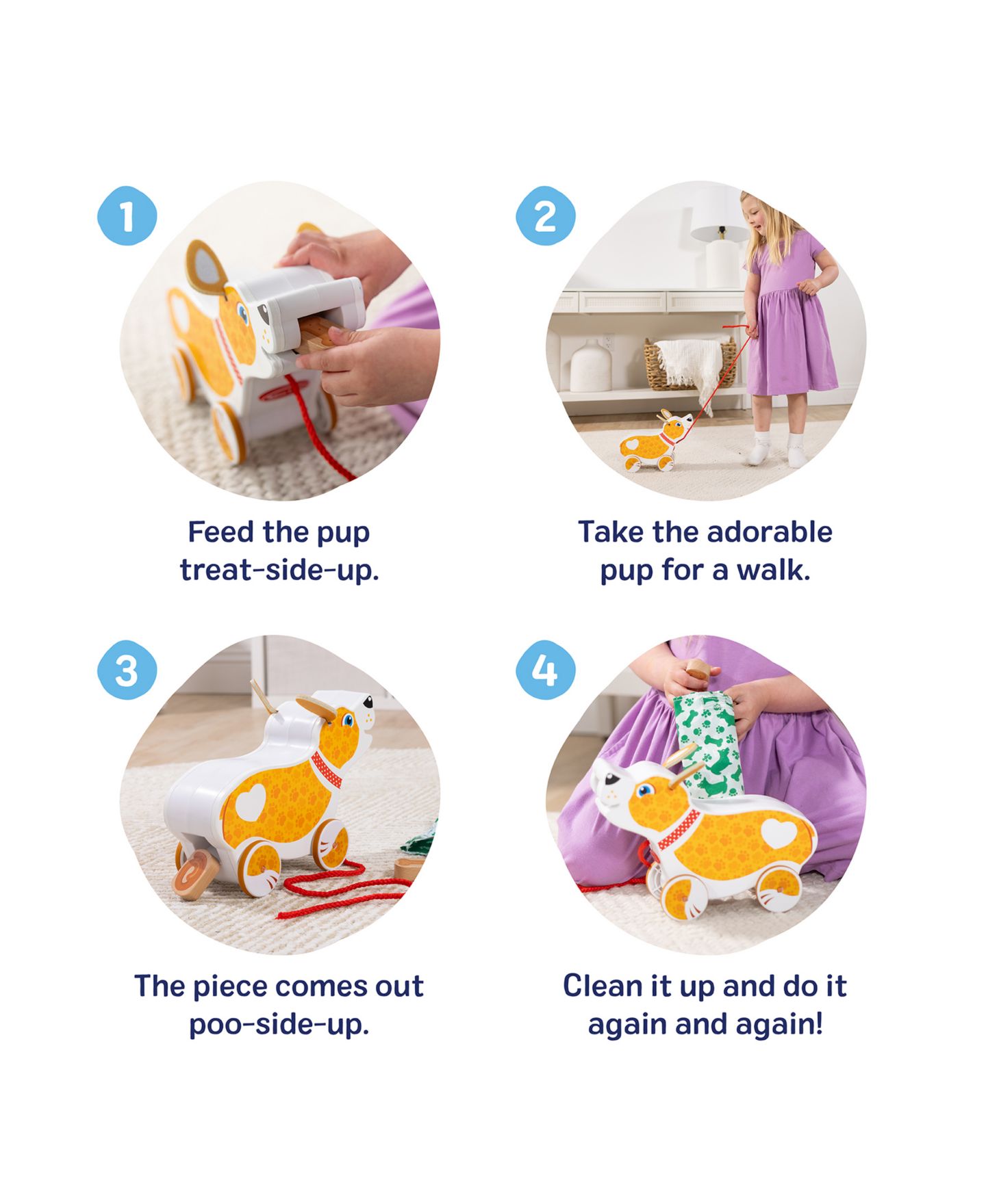 Детские игрушки Melissa and Doug Puppy Cause-and-Effect Pull Toy, 5-Piece Play Set, Ages 18 Months to 4 — фото 4