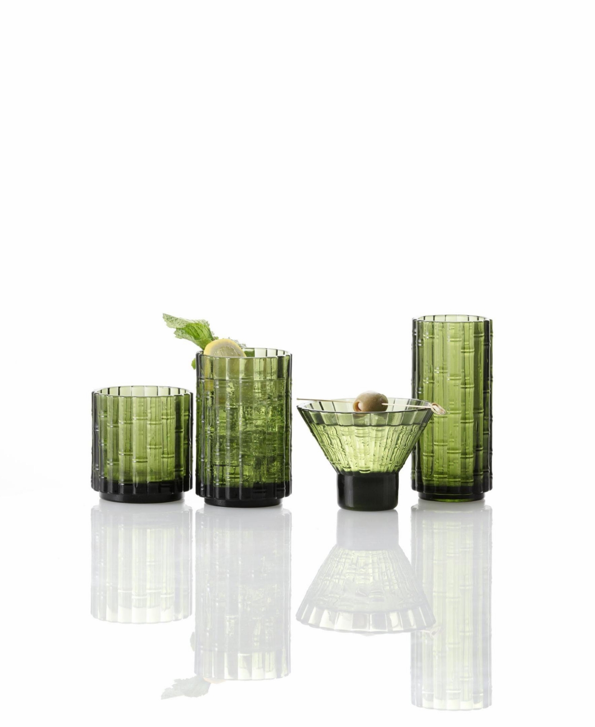 Fortessa Mahalo Collins Glass, Set Of 4 In Green