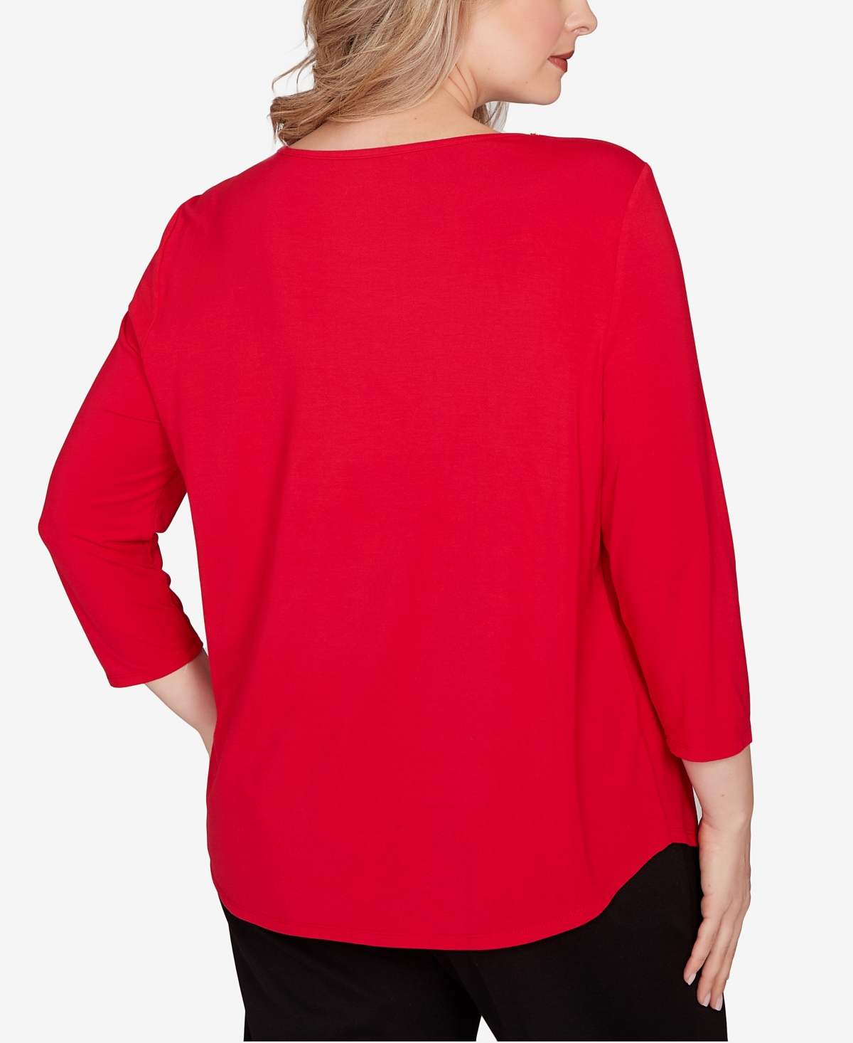 Ruby Rd. Plus Embellished Scoop Neck Solid Knit Top