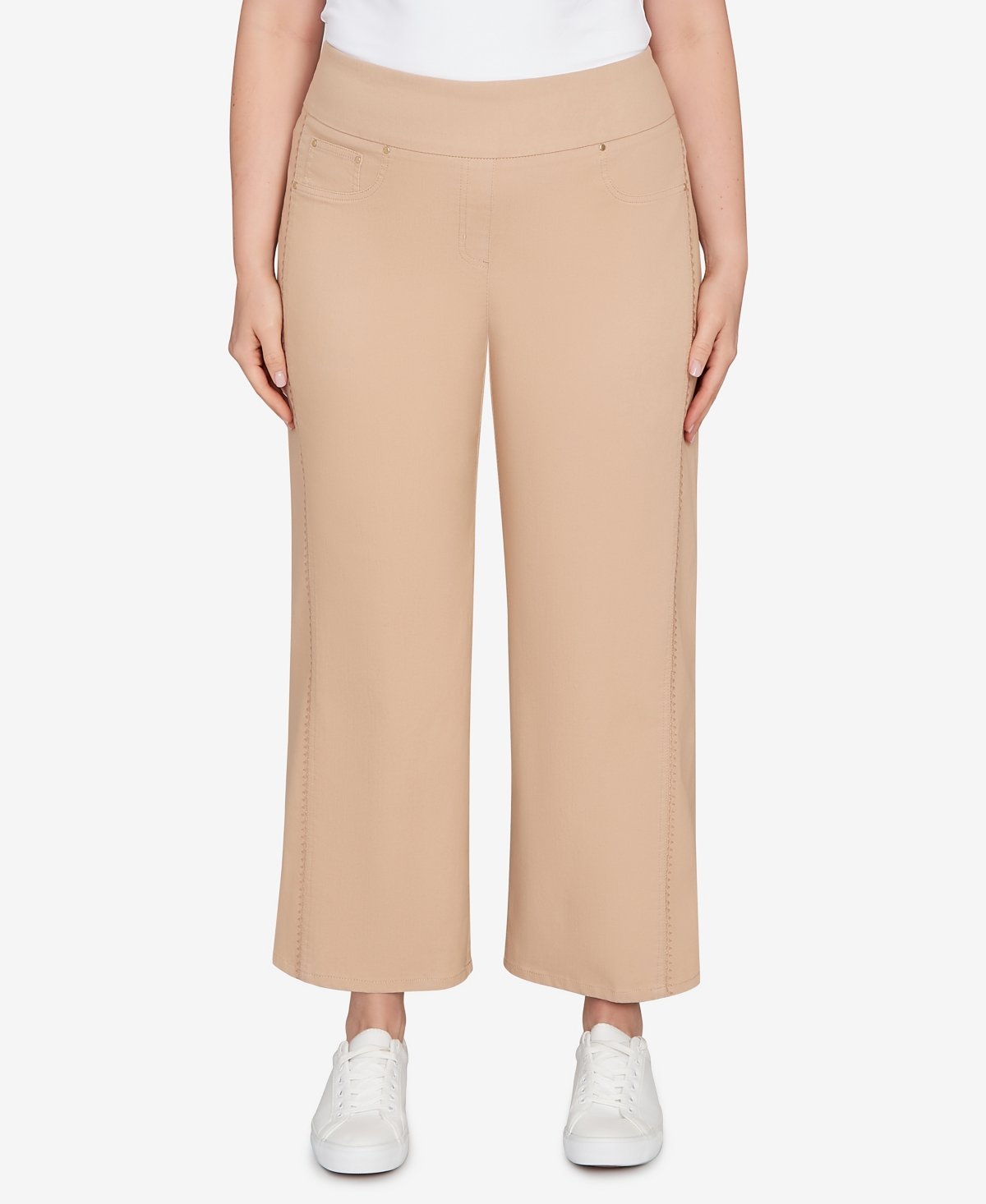 Ruby Rd. Plus Size Embroidered Stretch Pull On Pants In Brown