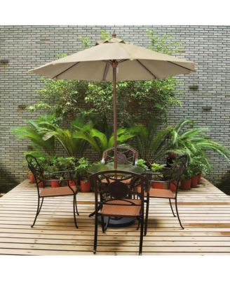 9-Foot Wood-Grained Steel Market Patio Umbrella