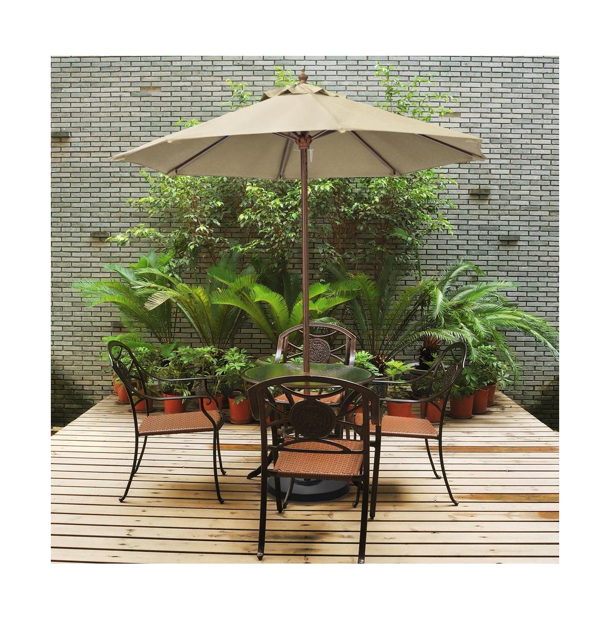 Astella 9-Foot Wood-Grained Steel Market Patio Umbrella