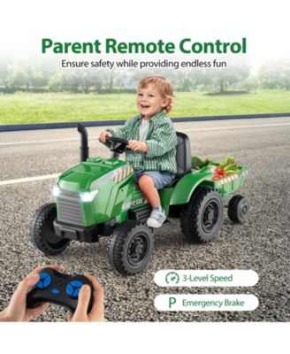 2-in-1 Kids Ride On Tractor 12V Battery Powered Toy Car w/ Remote Control Grayish