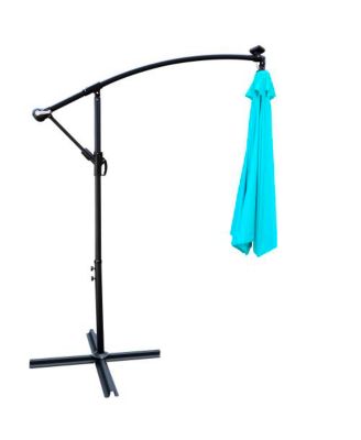 10 Ft Solar LED Patio Umbrella with Crank Tilt and Cross Base