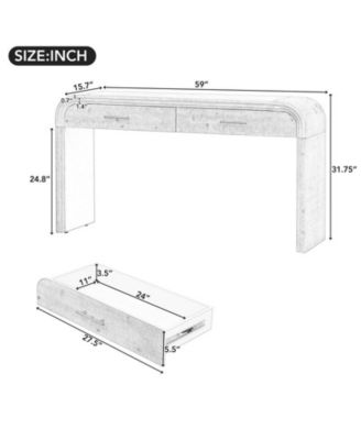 Retro Cabinet Silhouette Console Table with Open Style, Two Top Drawers