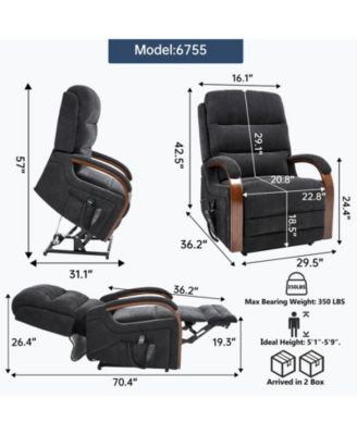 Power Chenille Lift Recliner Chair Dual Motor Infinite Position Up to 350 LBS with Solid Wood Armrests, Heat Massage and Heavy Duty Motion Mechanism