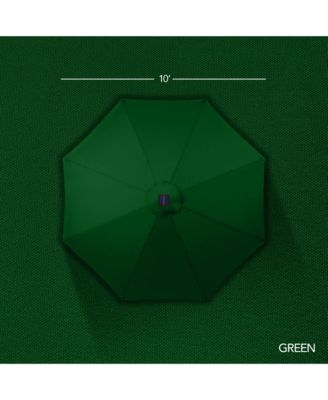 10ft Solar LED Lighted Outdoor Woodgrain Pattern Steel Market Patio Umbrella