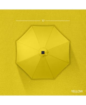 10ft Solar LED Lighted Outdoor Woodgrain Pattern Steel Market Patio Umbrella