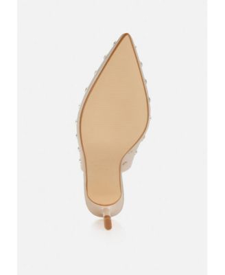 Womens Dasavla Heart-Shaped Rhinestone Studded Slingbacks